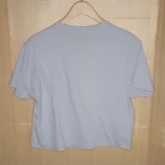 Lennon & McCarthy Womens Blue Cropped Oversized Song Tee Large - Picture 2 of 4